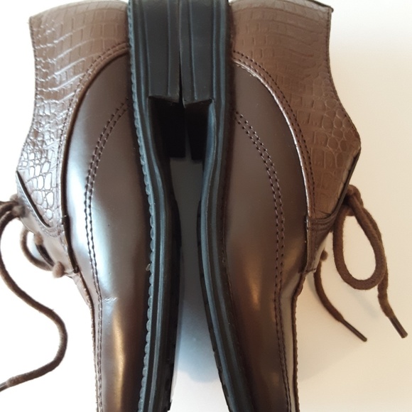 Smartfit brown boys tie oxfords with croco… - Picture 3 of 5